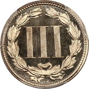 image for: 1876 3cN PCGS/CAC Proof 66 DCAM ex: D.L. Hansen