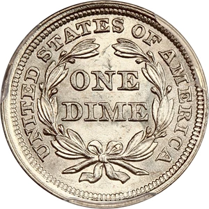 image for: 1853 10c PCGS/CAC MS64 (No Arrows)