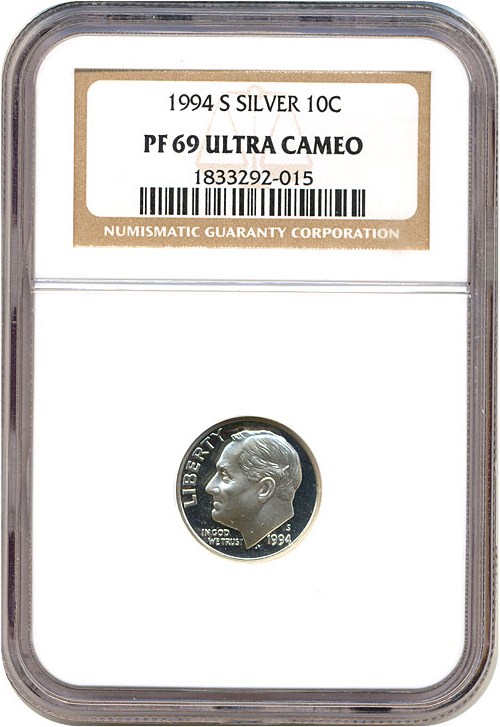 image for: 1994-S 10c Silver NGC Proof 69 UCameo