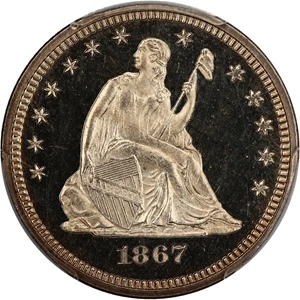 image for: 1867 25c PCGS/CAC Proof 65 CAM ex: D.L. Hansen