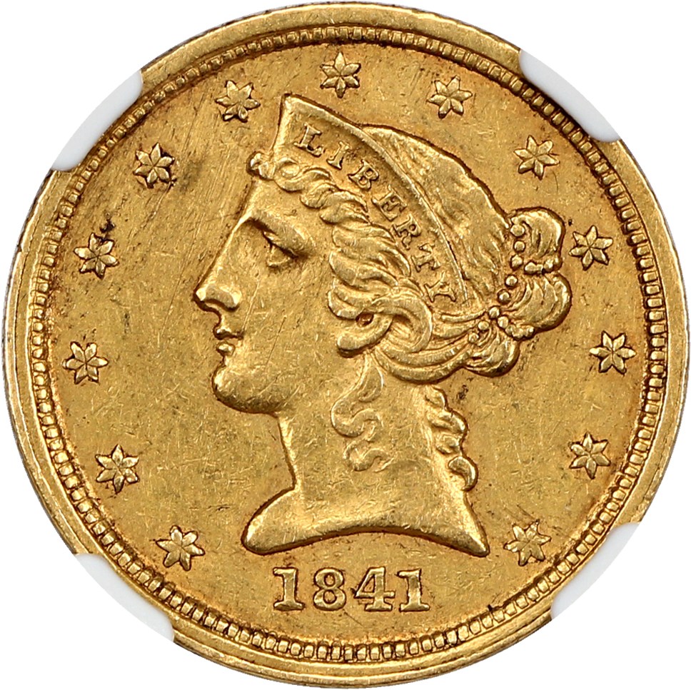 image for: 1841-C $5 NGC AU Details (Scratches)