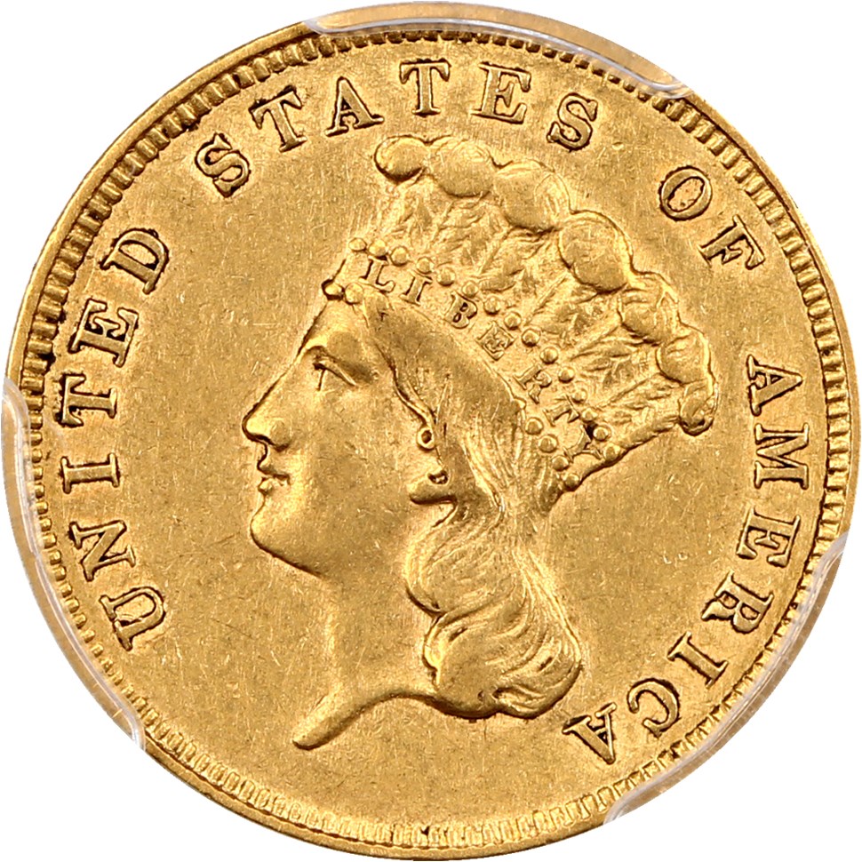 image for: 1862 $3 PCGS AU50 ex: D.L. Hansen