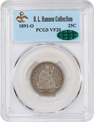 image for: 1891-O 25c PCGS/CAC VF20 ex: D.L. Hansen