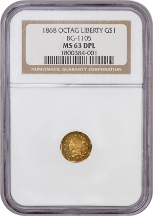 image for: 1868 Cal. Gold $1 NGC MS63DPL (BG-1105)