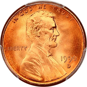 image for: 1990-D 1c PCGS MS69 RD