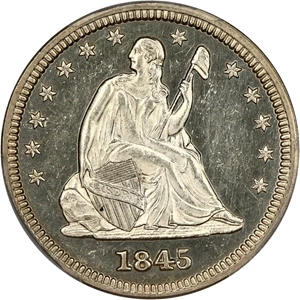 image for: 1845 25c PCGS Proof 63 ex: D.L. Hansen