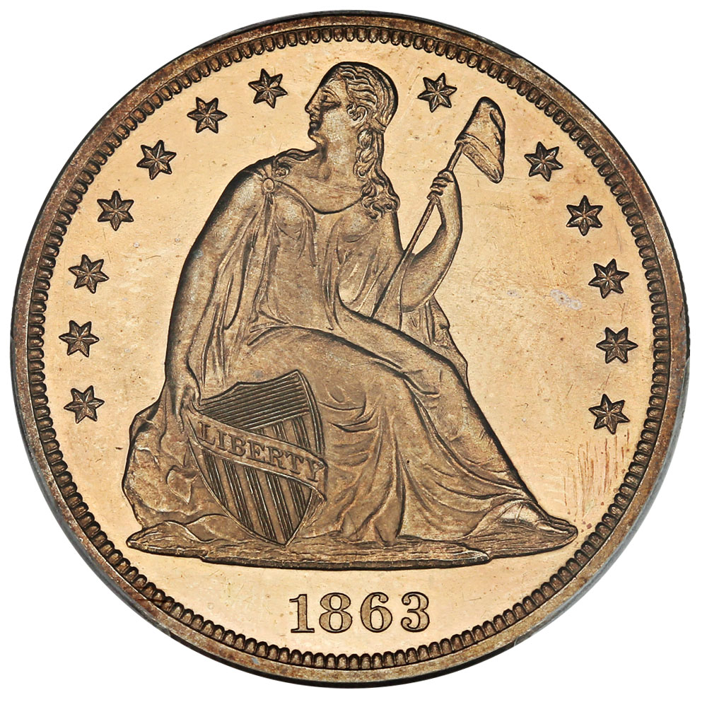 image for: 1863 $1 PCGS Proof 63 CAM ex: D.L. Hansen