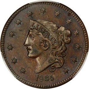 image for: 1835 1c PCGS AU55 (Head of 1836)