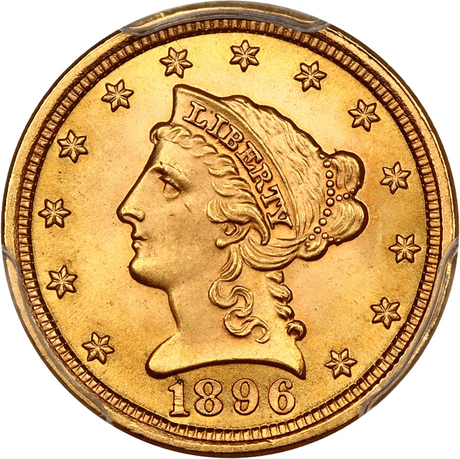 image for: 1896 $2 1/2 PCGS MS66 ex: D.L. Hansen