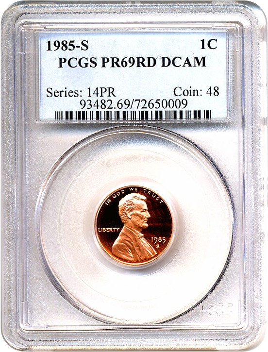 image for: 1985-S 1c  PCGS Proof 69 RD DCameo