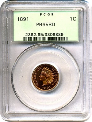 image for: 1891 1c PCGS Proof 65 RD