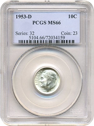 image for: 1953-D 10c PCGS MS66