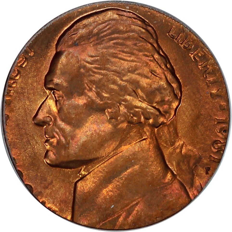 image for: Mint Error: 1981-P 5c PCGS MS64 (Struck on Cent Planchet)