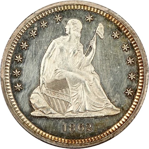 image for: 1862 25c PCGS Proof 61 ex: D.L. Hansen