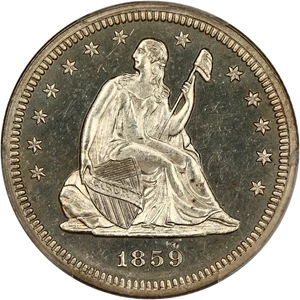 image for: 1859 25c PCGS Proof 64 ex: D.L. Hansen