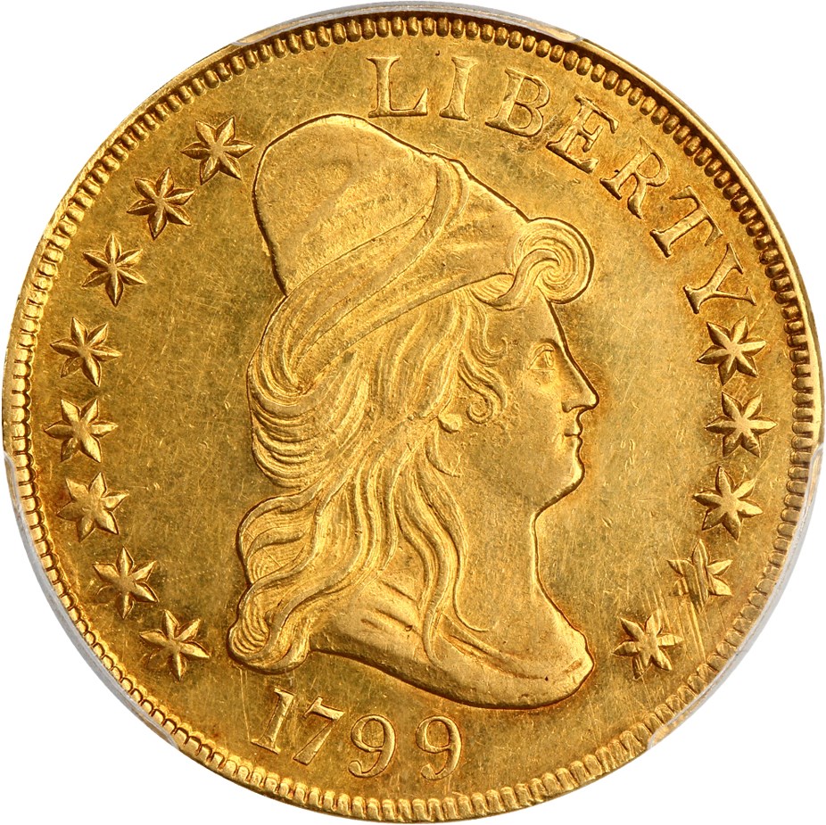 image for: 1799 $10 PCGS/CAC AU58 (Small Stars Obverse, BD-2) 