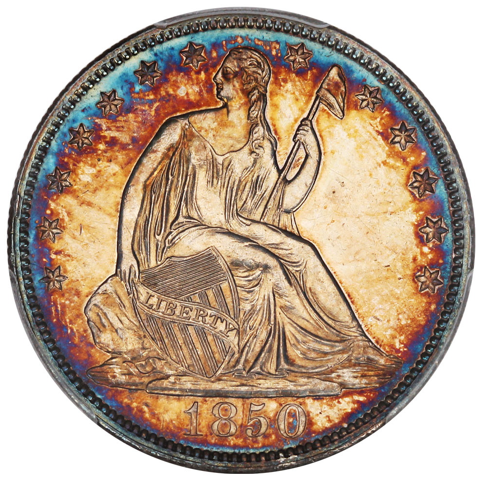 image for: 1850 50c PCGS AU58 ex: D.L. Hansen