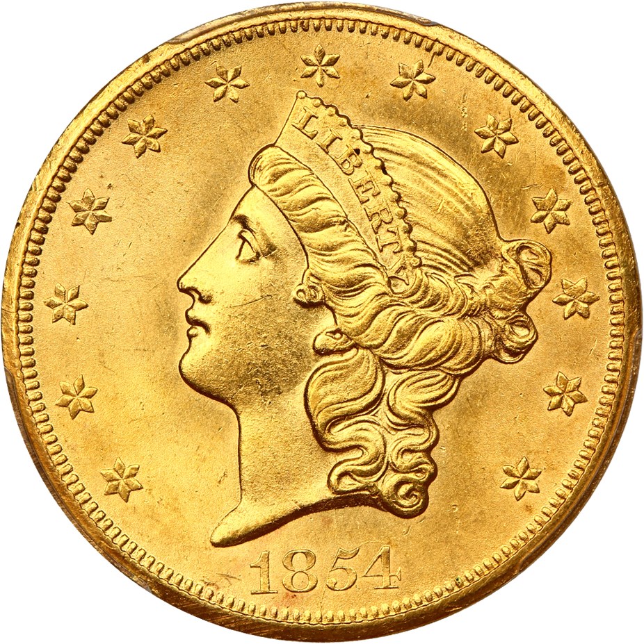 image for: 1854-S $20 PCGS MS63 ex: D.L. Hansen