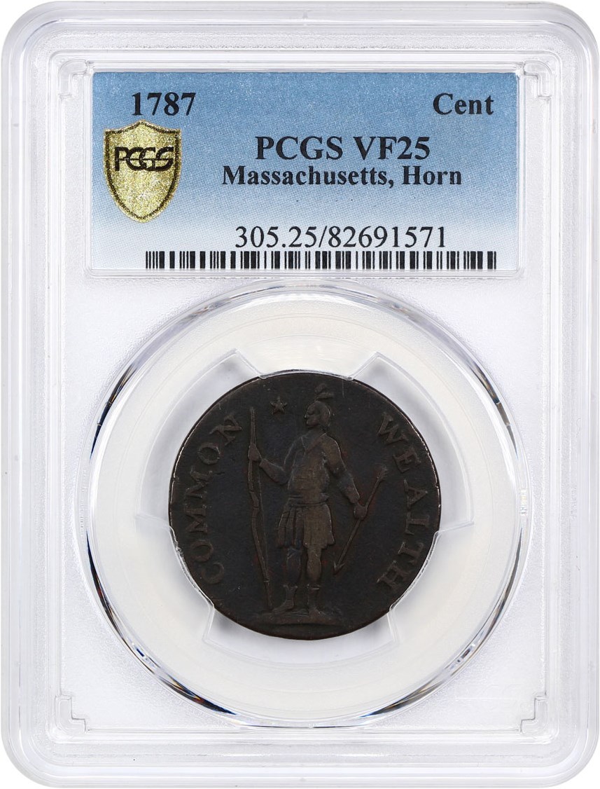 image for: 1787 Massachusetts Cent PCGS VF25 (Horn)