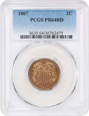 image for: 1867 2c PCGS Proof 64 RD