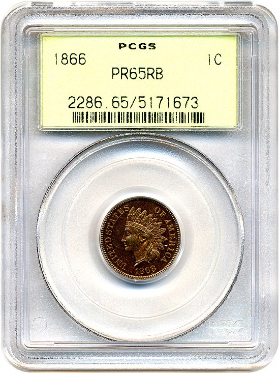image for: 1866 1c  PCGS Proof 65 RB