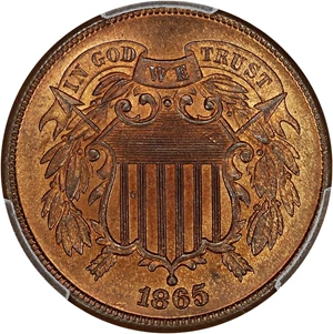 image for: 1865 2c PCGS/CAC MS66 RB ex: D.L. Hansen