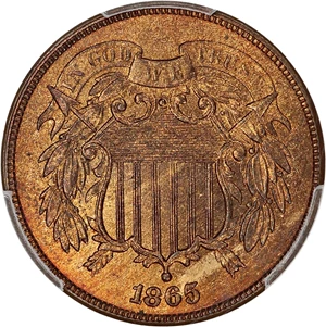 image for: 1865 2c PCGS/CAC MS66 RB ex: D.L. Hansen