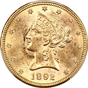 image for: 1892-S $10 PCGS MS62 ex: D.L. Hansen