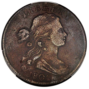 image for: 1802 1c PCGS VF25 (No Stems) ex: D.L. Hansen