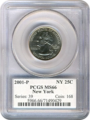 image for: 2001-P 25c New York PCGS MS66