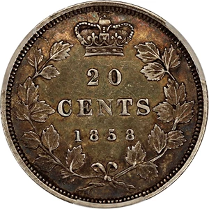 image for: Canda: 1858 20C PCGS XF Details (KM-4, Tooled)