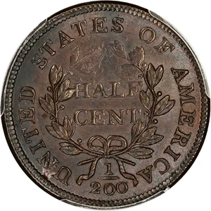 image for: 1803 1/2c PCGS MS63 BN (C-3) ex: D.L. Hansen