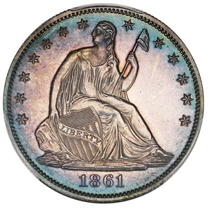 image for: 1861 50c PCGS Proof 64 ex: D.L. Hansen