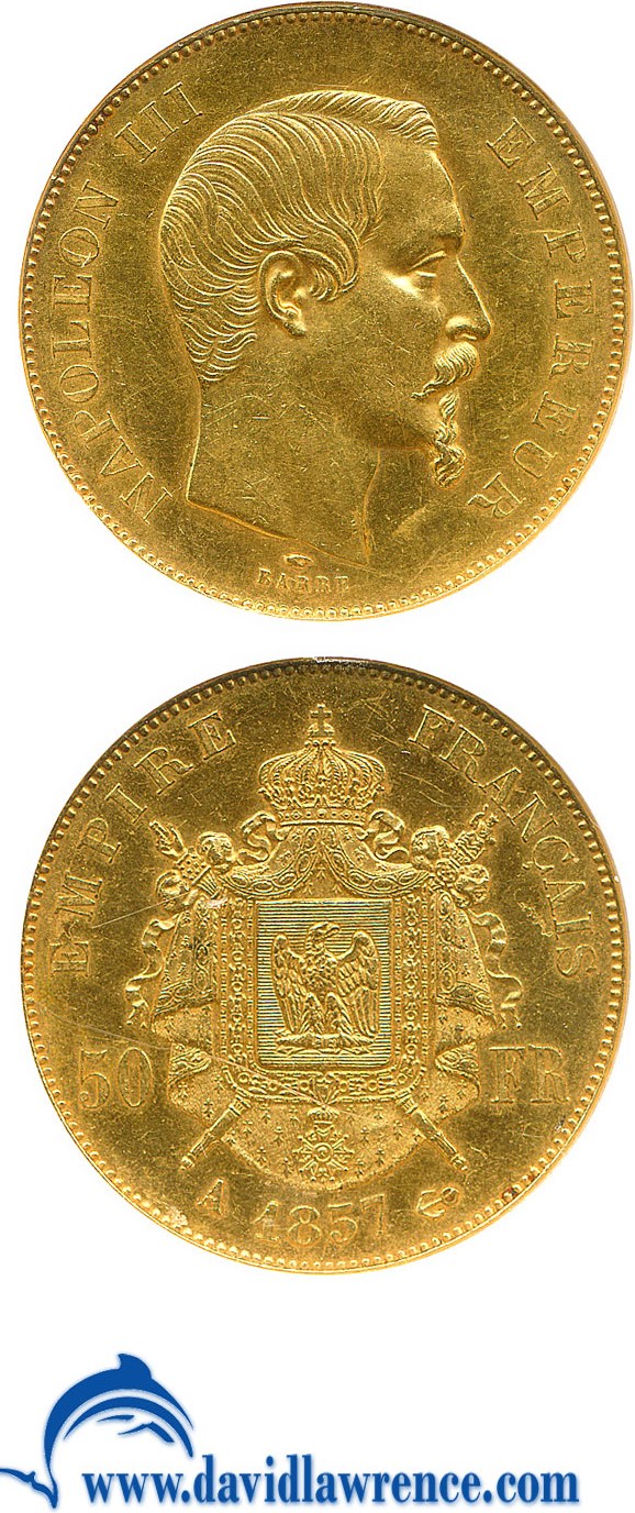 image for: France: 1857-A 50 Fr  NGC AU58 (KM-785.1)