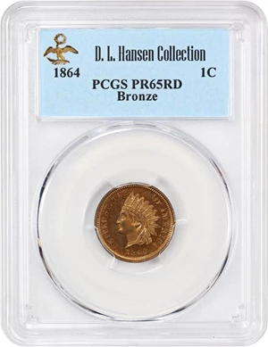 image for: 1864 1c PCGS Proof 65 RD (Bronze) ex: D.L. Hansen