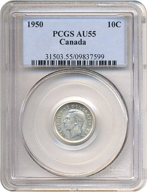 image for: Canada: 1950 10C PCGS AU55