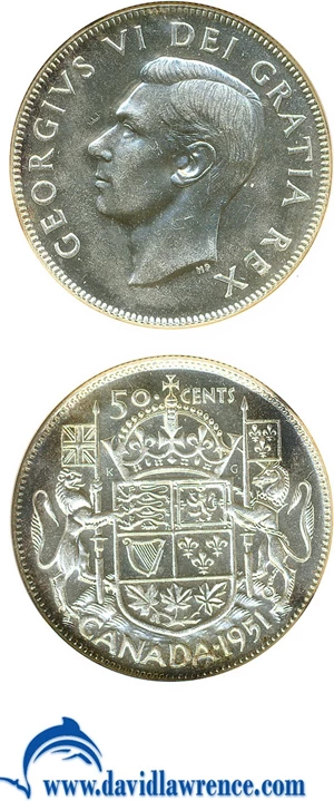 image for: Canada: 1951 50C NGC MS63