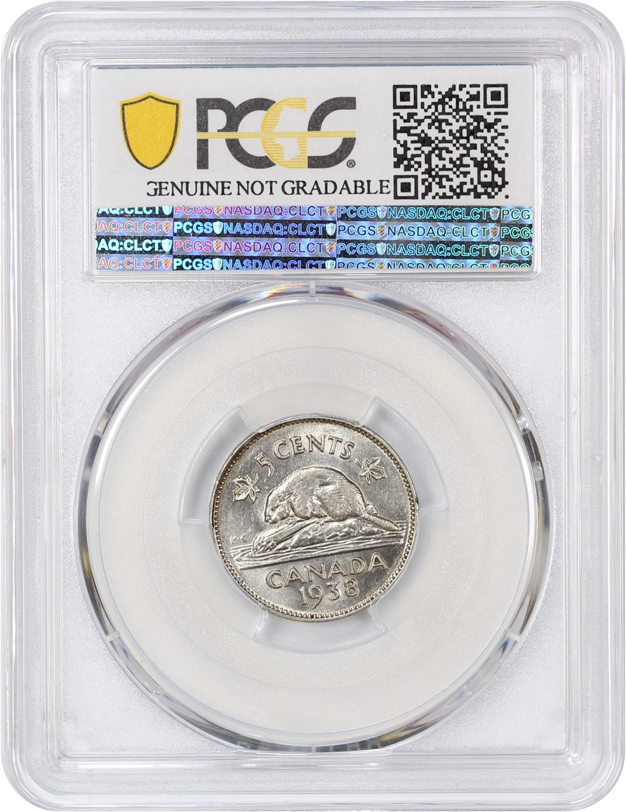 image for: Canda: 1938 5C PCGS AU Details (Spot Removed, KM-33)