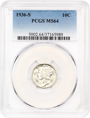 image for: 1936-S 10c PCGS MS64