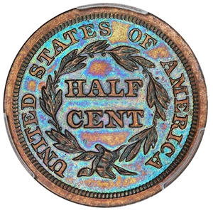 image for: 1852 1/2c PCGS/CAC Proof 65+ BN (First Restrike) ex: D.L. Hansen
