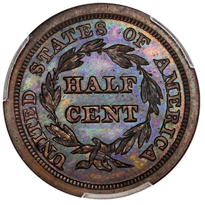image for: 1840 1/2c PCGS/CAC Proof 66 BN (Restrike) ex: D.L. Hansen