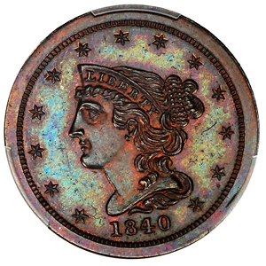 image for: 1840 1/2c PCGS Proof 65 BN (Restrike) ex: D.L. Hansen
