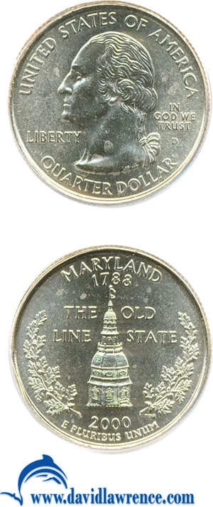 image for: 2000-D 25c Maryland PCGS MS66
