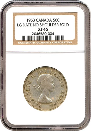 image for: Canada: 1953 50C LD Strap NGC XF45