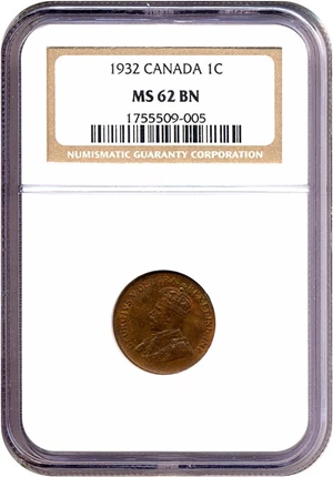 image for: Canada: 1932 1c NGC MS62 BN