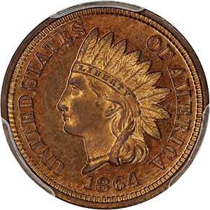 image for: 1864 1c PCGS Proof 65 RD (Bronze) ex: D.L. Hansen