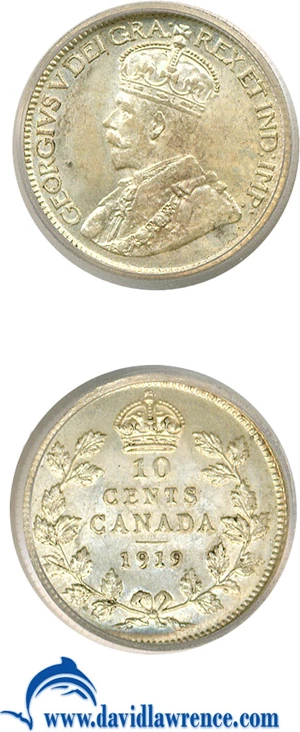 image for: Canada: 1919 10C ICG MS60