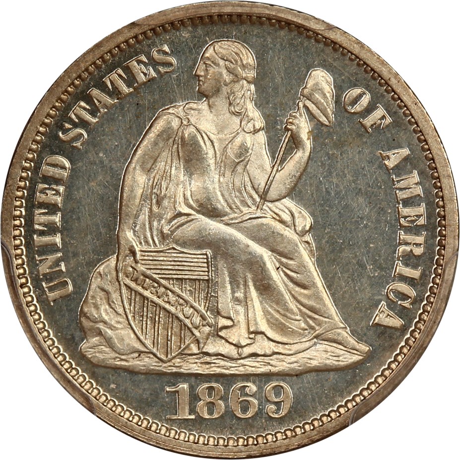 image for: 1869 10c PCGS Proof 64 CAM ex: D.L. Hansen
