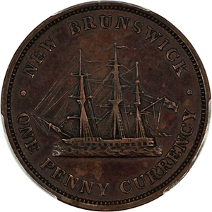 image for: Canada: New Brunswick 1854 1D Token PCGS XF Details (KM-4)