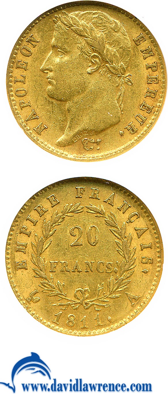 image for: France: 1811-A 20 Fr  NGC AU58  (KM-695.1)